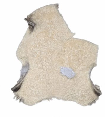 Schaffell Echt | Naturweiß-Grau, ca. 92 cm | Lockenflor | Öko gegerbt | Unikat 176-14
