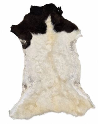 Schaffell Echt | Naturweiß-Dunkelbraun, ca. 106 cm | Kurzflor | Öko gegerbt | Unikat