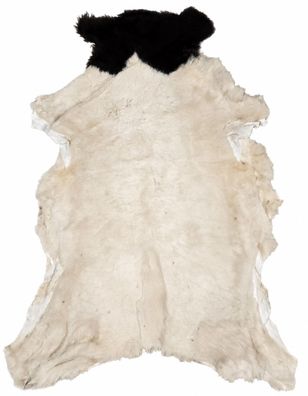 Schaffell Echt | Naturweiß-Schwarz, ca. 109 cm | Kurzflor | Öko gegerbt | Unikat 176