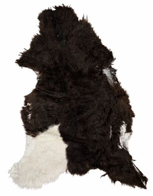Schaffell Echt | Dunkelbraun-Weiß, ca. 115 cm | Kurzflor | Öko gegerbt | Unikat 176-1