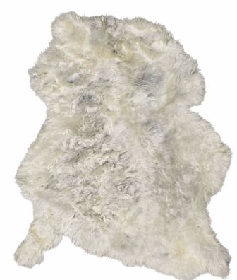 Schaffell Echt | Naturweiß-Hellgrau, ca. 105 cm | Lockenflor | Öko gegerbt | Unikat 1