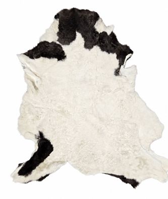 Schaffell Echt | Naturweiß-Dunkelbraun, ca. 96 cm | Kurzflor | Öko gegerbt | Unikat 1