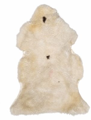 Schaffell Echt | Naturweiß-Creme mit braunen Flecken, ca. 105 cm | Kurzflor | Öko geg