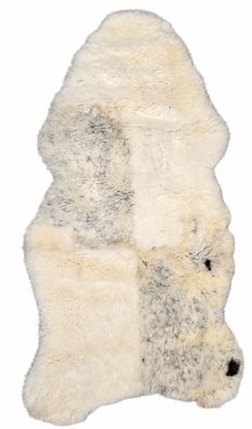 Schaffell Patchwork Echt | Naturweiß-Grau, ca. 152 x 80 cm | Kurzflor Weichflor | Uni