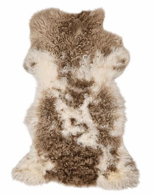 Schaffell Echt | Hellbraun-Creme meliert, ca. 75 cm | Lockenflor | Öko gegerbt | Unik