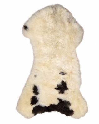 Schaffell Echt | Naturweiß-Braun gescheckt, ca. 81 cm | Weichflor | Öko gegerbt | Uni