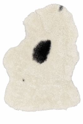 Schaffell Echt | Naturweiß mit Dunkelgrau, ca. 75 cm | Kurzflor Weichflor | Öko geger