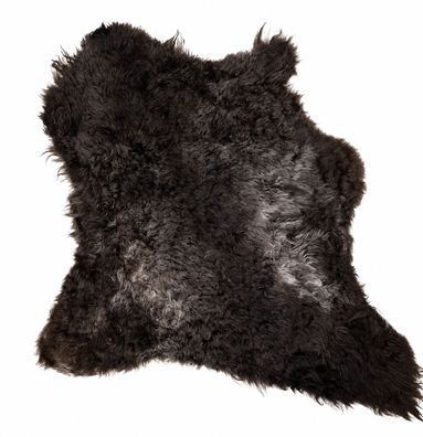 Schaffell Echt | Dunkelbraun-Anthrazit meliert, ca. 64 cm | Lockenflor | Öko gegerbt