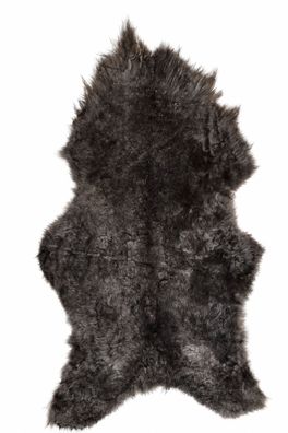 Schaffell Echt | Dunkelgrau-Anthrazit meliert, ca. 88 cm | Weichflor Kurzflor | Öko g