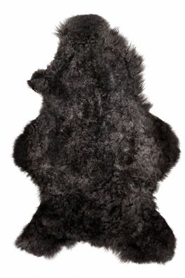 Schaffell Echt | Dunkelgrau-Anthrazit meliert, ca. 105 cm | Lockenflor | Öko gegerbt
