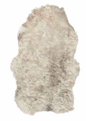 Schaffell Echt | Naturweiß-Hellgrau meliert, ca. 89 cm | Lockenflor | Öko gegerbt | U