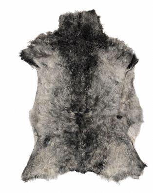 Schaffell Echt | Silbergrau-Anthrazit, ca. 96 cm | Lockenflor | Öko gegerbt | Unikat