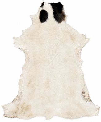 Schaffell Echt | Naturweiß-Dunkelbraun gefleckt, ca. 97 cm | Weichflor Kurzhaar | Öko