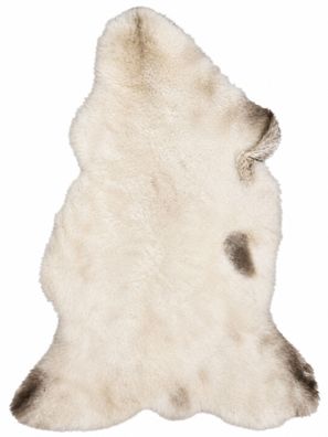 Schaffell Echt | Naturweiß-Taupe meliert, ca. 99 cm | Weichflor Kurzhaar | Öko gegerb
