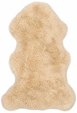 Schaffell Echt | Beige-Creme, ca. 98 cm | Lockenflor | Öko gegerbt | Unikat 176-074