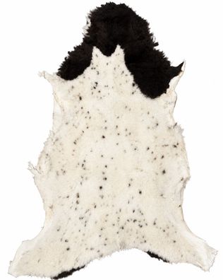 Schaffell Echt | Naturweiß-Dunkelbraun gefleckt, ca. 118 cm | Weichflor Kurzhaar | Ök