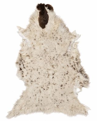 Schaffell Echt | Naturweiß-Braun gefleckt, ca. 105 cm | Lockenflor | Öko gegerbt | Un