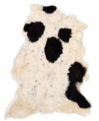 Schaffell Echt | Naturweiß-Schwarz gefleckt, ca. 99 cm | Weichflor Kurzhaar | Öko geg