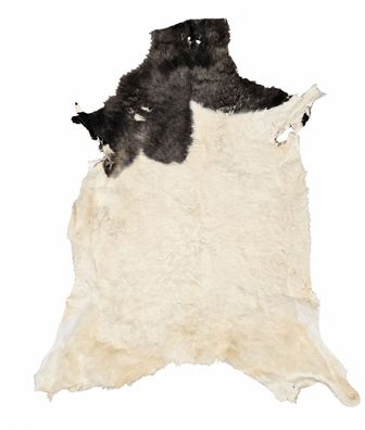 Schaffell Echt | Naturweiß-Dunkelbraun, ca. 106 cm | Weichflor Kurzhaar | Öko gegerbt