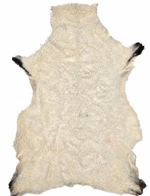 Gotland Schaffell Echt | Naturweiß mit dunkler Zeichnung, ca. 112 cm | Lockenflor | Ö