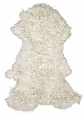 Gotland Schaffell Echt | Naturweiß-Cremeweiß, ca. 107 cm | Lockenflor | Öko gegerbt |