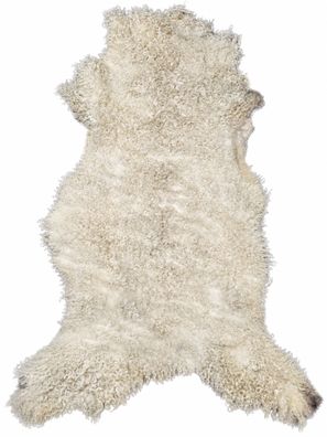 Gotland Schaffell Echt | Naturweiß-Cremeweiß, ca. 125 cm | Lockenflor | Öko gegerbt |