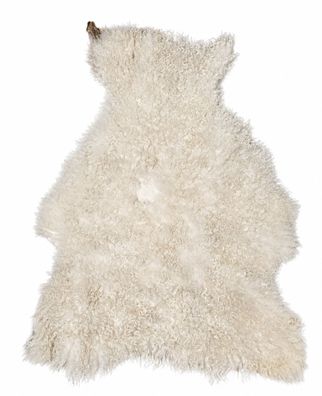 Gotland Schaffell Echt | Naturweiß-Cremeweiß, ca. 112 cm | Lockenflor | Öko gegerbt |
