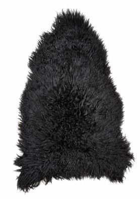 Isländisches Schaffell Echt | Schwarz-Anthrazit, ca. 120 cm | Langflor | Öko gegerbt
