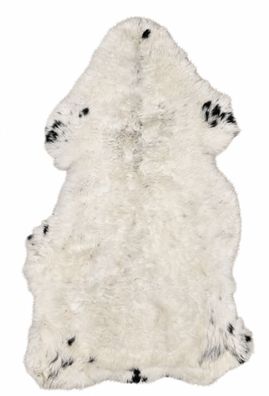 Schaffell Echt | Naturweiß-Schwarzgrau, ca. 110 cm | Weichflor | Öko gegerbt | Unikat