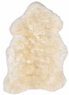 Schaffell Echt | Naturweiß-Cremeweiß, ca. 117 cm | Weichflor | Öko gegerbt | Unikat 1