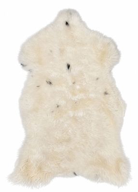 Schaffell Echt | Naturweiß-Schwarzgrau, ca. 116 cm | Weichflor | Öko gegerbt | Unikat