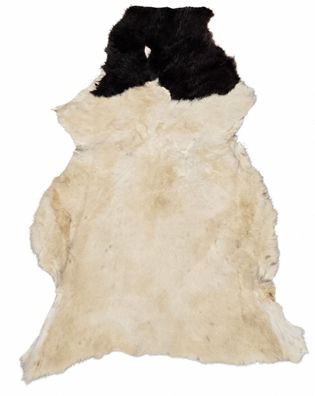 Schaffell Echt | Naturweiß-Dunkelbraun, ca. 106 cm | Kurzhaar Weichflor | Öko gegerbt