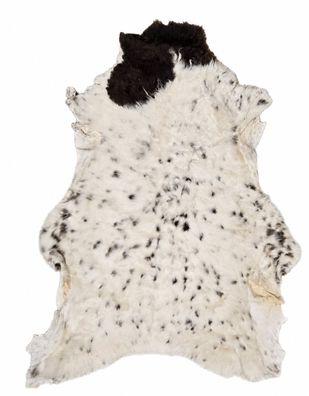 Schaffell Echt | Naturweiß-Schwarzbraun, ca. 106 cm | Kurzhaar Weichflor | Öko gegerb