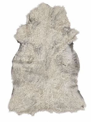Schaffell Echt | Hellgrau, ca. 90 cm | Kurzhaar Lockenflor | Öko gegerbt | Unikat 166