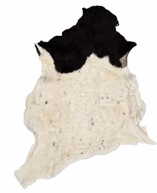Schaffell Echt | Schwarz-Cremeweiß, ca. 110 cm | Kurzhaar Weichflor | Öko gegerbt | U