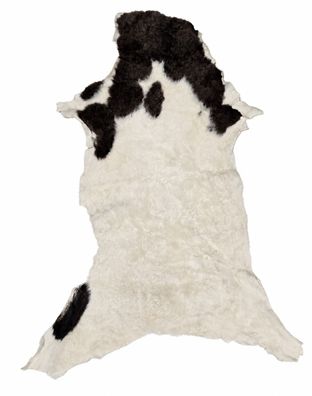 Schaffell Echt | Cremeweiß-Dunkelbraun, ca. 117 cm | Kurzhaar Weichflor | Öko gegerbt