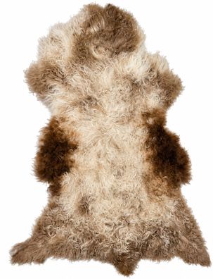 Schaffell Echt | Cremeweiß-Graubeige, ca. 90 cm | Lockenflor | Öko gegerbt | Unikat 1