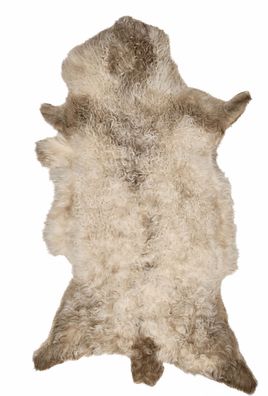 Schaffell Echt | Cremeweiß-Graubeige, ca. 92 cm | Lockenflor | Öko gegerbt | Unikat 1
