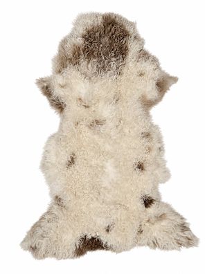 Schaffell Echt | Cremeweiß-Graubeige, ca. 89 cm | Lockenflor | Öko gegerbt | Unikat 1