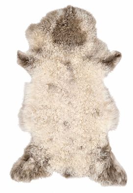 Schaffell Echt | Cremeweiß-Graubeige, ca. 90 cm | Lockenflor | Öko gegerbt | Unikat 1