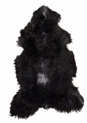 Schaffell Echt | Schwarzbraun-Silbergrau, ca. 115 cm | Weichflor | Öko gegerbt | Unik