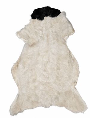 Schaffell Echt | Naturweiß-Schwarz, ca. 140 cm | Kurzflor | Öko gegerbt | Unikat 166