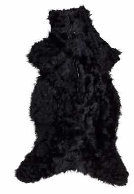 Schaffell Echt | Schwarz, ca. 110 cm | Lockenflor | Öko gegerbt | Unikat 166-056