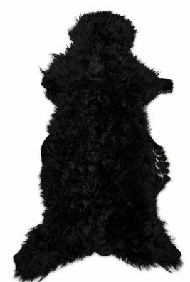Schaffell Echt | Schwarzbraun, ca. 123 cm | Lockenflor | Öko gegerbt | Unikat 166-055