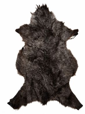 Schaffell Echt | Dunkelgrau-Braun, ca. 118 cm | Weichflor | Öko gegerbt | Unikat 166