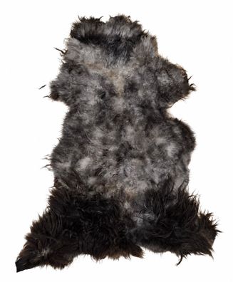Schaffell Echt | Schwarzgrau-Braun, ca. 110 cm | Langflor | Öko gegerbt | Unikat 166