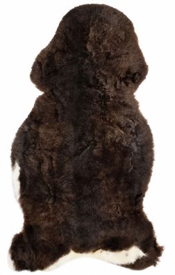 Schaffell Echt | Dunkelbraun-Weiß, ca. 105 cm | Weichflor | Öko gegerbt | Unikat 166