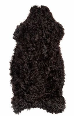 Schaffell Echt | Dunkelbraun, ca. 113 cm | Lockenflor | Öko gegerbt | Unikat 166-032
