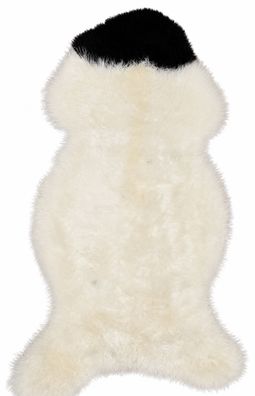 Schaffell Echt | Naturweiß-Dunkelbraun, ca. 118 cm | Weichflor | Öko gegerbt | Unikat