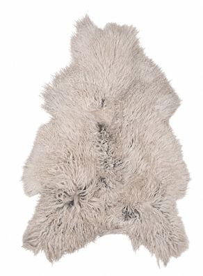Schaffell Echt | Naturgrau-Beige, ca. 120 cm | Langflor | Öko gegerbt | Unikat 166-02